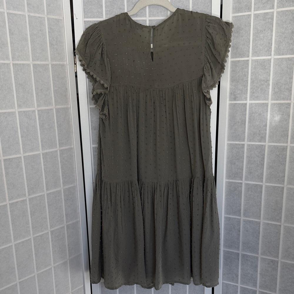 Forever 21 Sage Textured Boho Mini Dress Size Medium - Picture 4 of 5